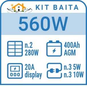 Kit solare a isola per impianti fotovoltaici isolati 560W