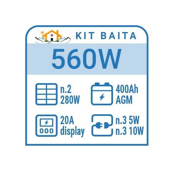 Kit solare a isola per impianti fotovoltaici isolati 560W