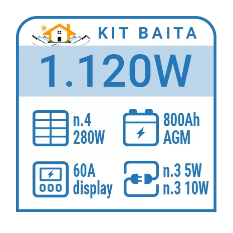 Kit solare a isola per impianti fotovoltaici isolati 1120W