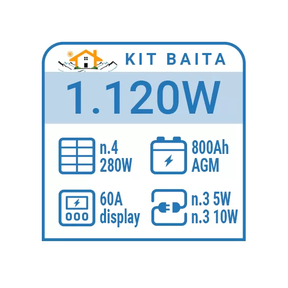 Kit solare a isola per impianti fotovoltaici isolati 1120W