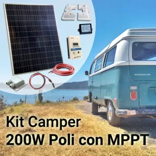 Kit Solare Camper 200W Poli Completo con MPPT
