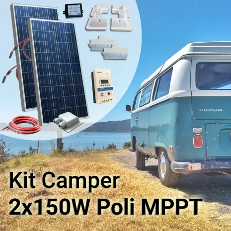 Kit Solare Camper 300W Poli Plus Completo con MPPT