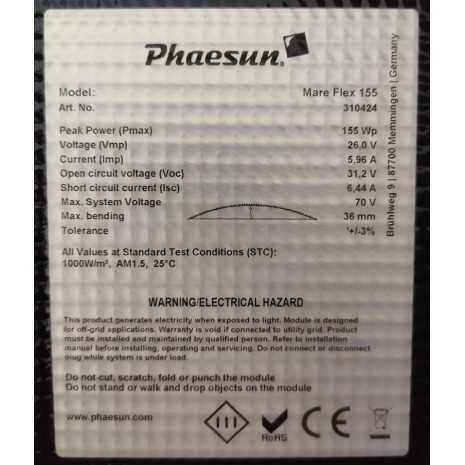 150W pannello flessibile Phaesun Mare Flex 120