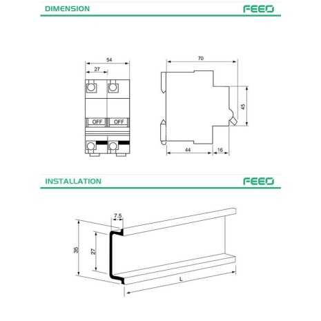 Interruttore bipolare automatico magnetotermico 125A per DC 550VDC