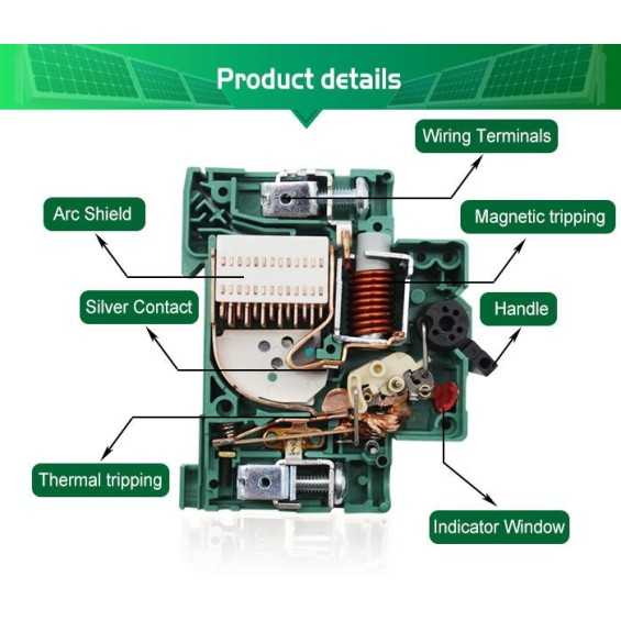 Interruttore bipolare automatico magnetotermico 20A per DC 800VDC Interruttore bipolare automatico magnetotermico 20A per DC 800VDC