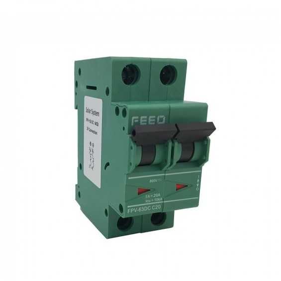 Interruttore bipolare automatico magnetotermico 20A per DC 800VDC