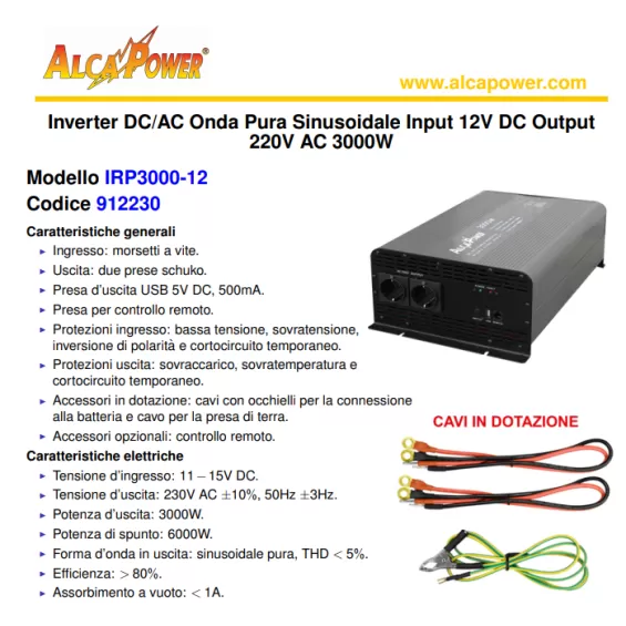 3000W/12V Inverter onda pura Alca Power
