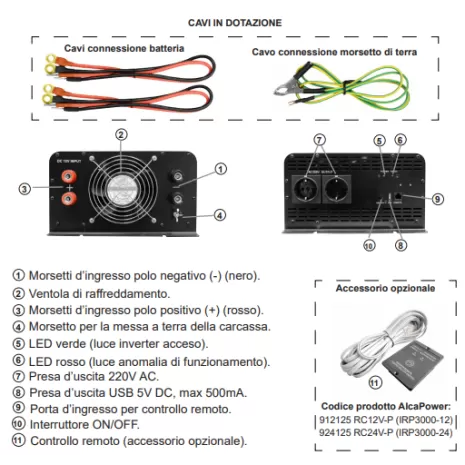 3000W/12V Inverter onda pura Alca Power