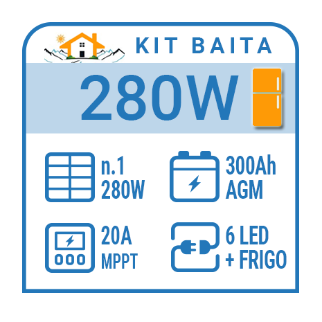 Kit solare a isola per impianti fotovoltaici isolati 300W con frigo