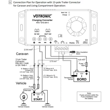 Booster di carica 20A Votronic per batterie AGM, GEL, LiFePo4