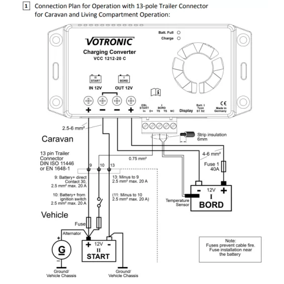 Booster di carica 20A Votronic per batterie AGM, GEL, LiFePo4