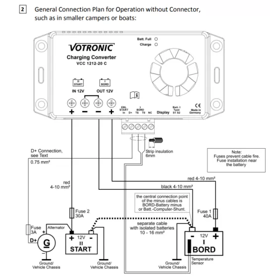 Booster di carica 20A Votronic per batterie AGM, GEL, LiFePo4