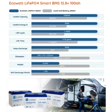 Batteria LiFePO4 100Ah 12V  EcoWatt