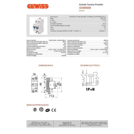 Interruttore magnetotermico differenziale 25A Id 30mA Interruttore magnetotermico differenziale 25A Id 30mA
