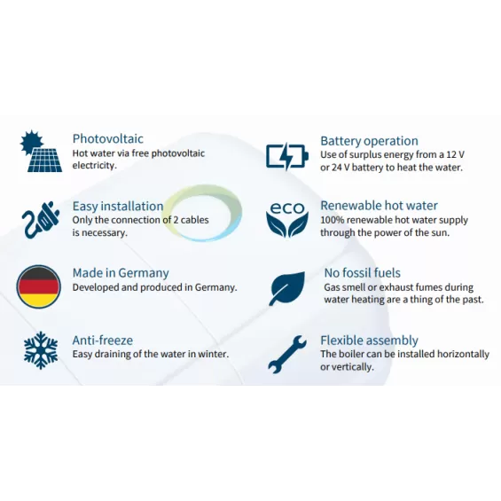 Boiler solare 9,5lt 12/24V