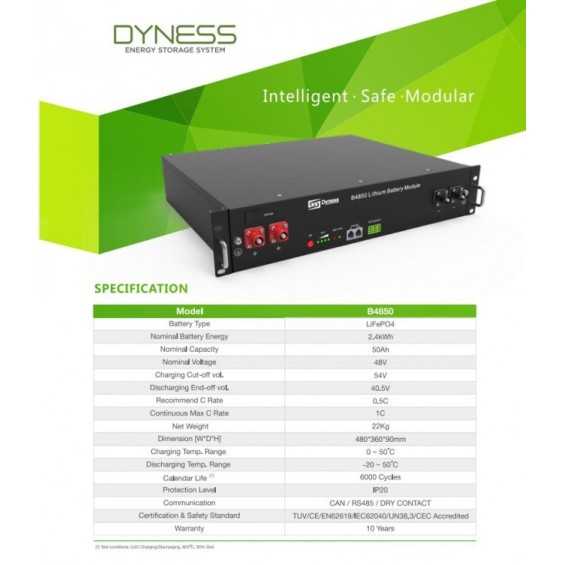 Batteria 2,4kWh/48V Dyness LiFePo4 modulabile B4850 Batteria 2,4kWh/48V Dyness LiFePo4 modulabile B4850