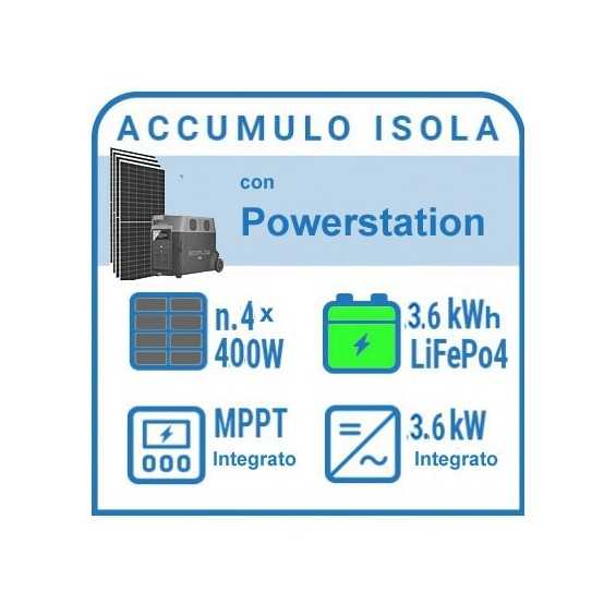 Kit a isola 3,6kWh con accumulo al litio