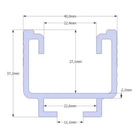 Barra 1,2m - Profilo in alluminio per supporto tegola