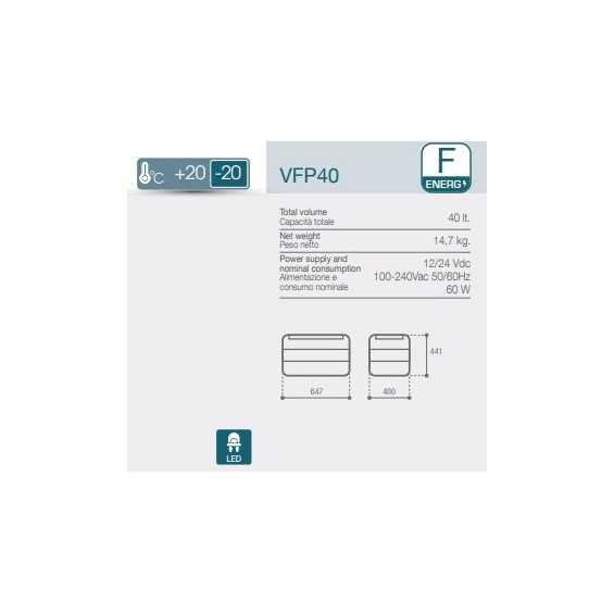 Frigorifero portatile 40L 12/24 - 220V VFP40