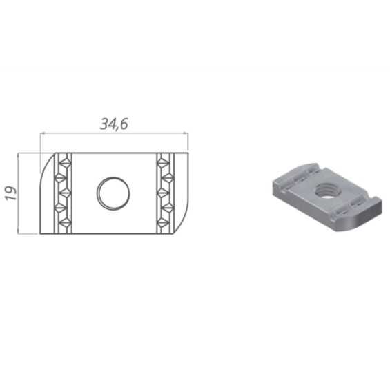 Dado a rombo inox 35x20mm M8