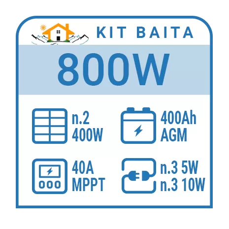 Kit baita solare 800W con 2 batterie 200Ah