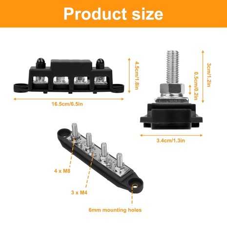 Busbar 250A 12V-48V DC Morsettiera di Parallelo...