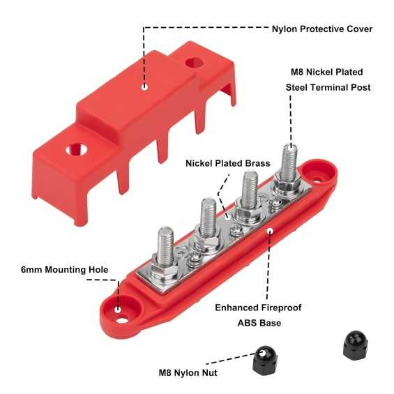 Busbar 250A 12V-48V DC Morsettiera di Parallelo 4 x M8