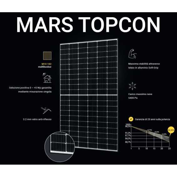 480W Pannello Fotovoltaico Monocristallino Mars TOPCON 24V Exe Solar
