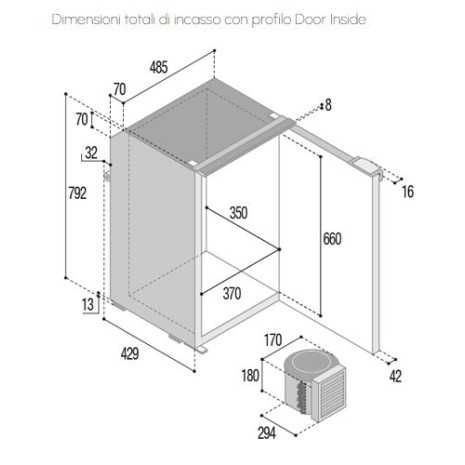 Frigorifero 95L con unità compressore esterna...