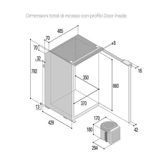 Frigorifero 95L con unità compressore esterna 12/24V Vitrifrigo
