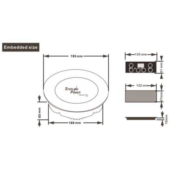 Piano cottura a induzione da incasso Sterling 1000W Ø 195 mm