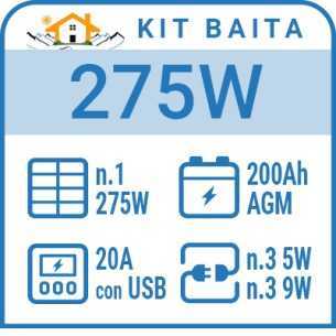 Kit solare a isola per impianti fotovoltaici isolati 280W