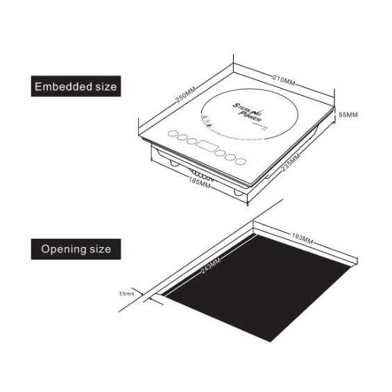 Piano cottura a induzione da incasso Sterling 1000W 210 x 250 mm