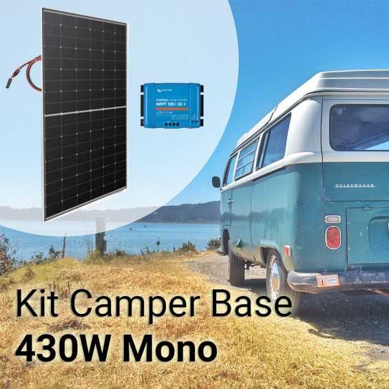 Kit Solare Camper 430W con Pannello Fotovoltaico Monocristallino e Regolatore MPPT 30A Base