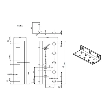 Dimensioni Staffa inox regolabile per supporto tegola