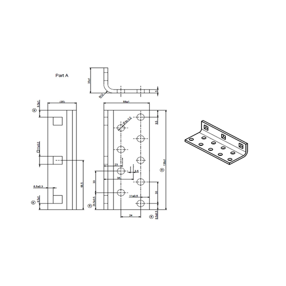 Dimensioni Staffa inox regolabile per supporto tegola