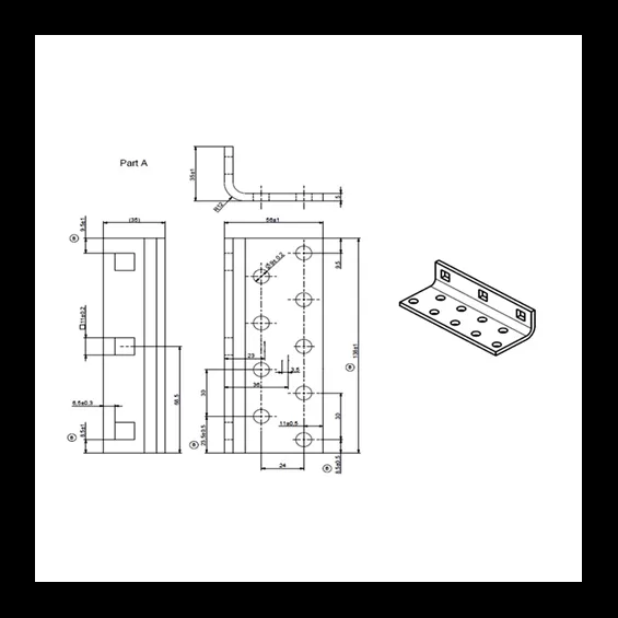 Dimensioni Staffa inox regolabile per supporto tegola