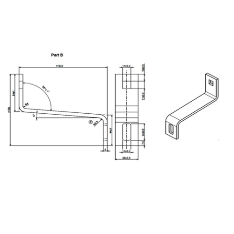 Dimensioni Staffa inox regolabile per supporto tegola