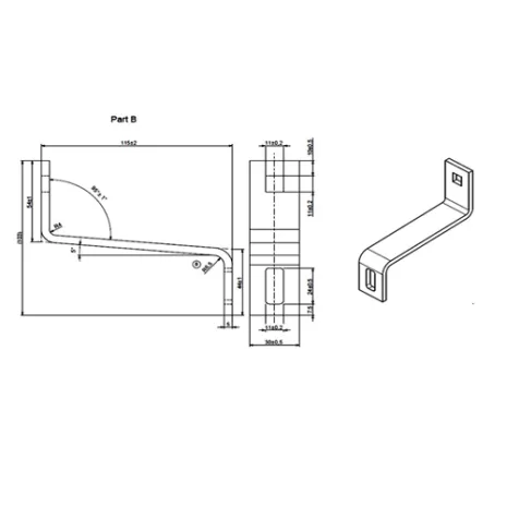 Dimensioni Staffa inox regolabile per supporto tegola