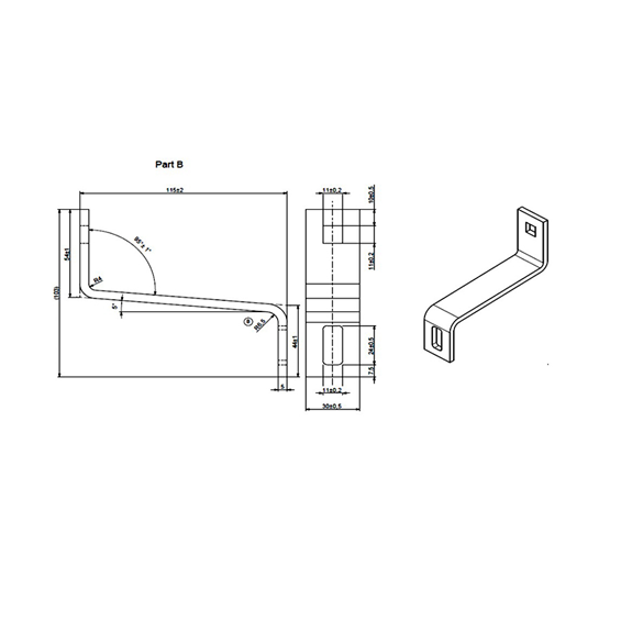 Dimensioni Staffa inox regolabile per supporto tegola