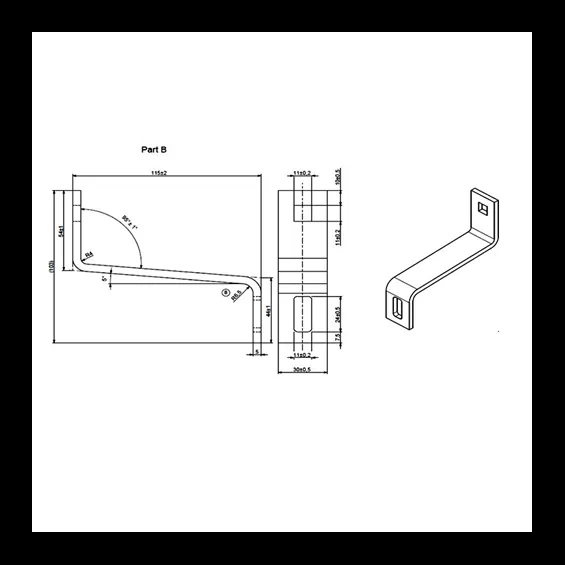 Dimensioni Staffa inox regolabile per supporto tegola