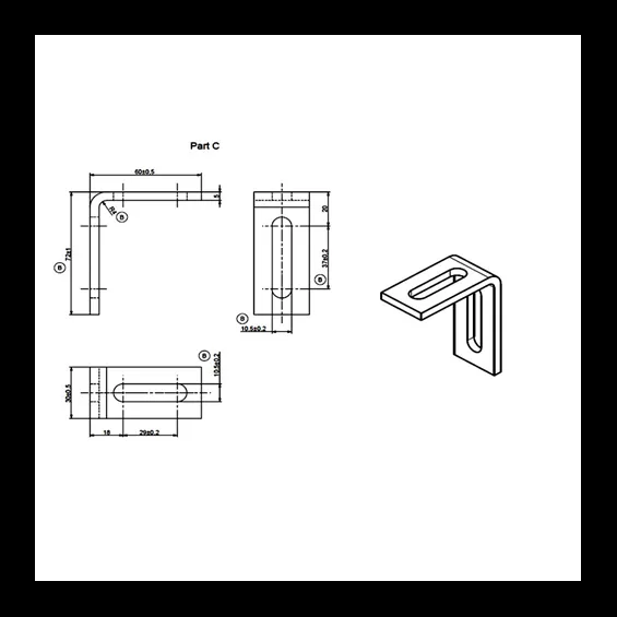 Dimensioni Staffa inox regolabile per supporto tegola