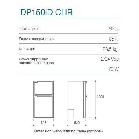 Frigorifero 155L con freezer 30L 12/24V...