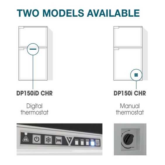 Frigorifero 155L con freezer 30L 12/24V Vitrifrigo con sistema Chromelock Doppia Porta