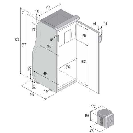 Frigorifero SLIM 90L con unità compressore esterna 12/24V Vitrifrigo dimensioni
