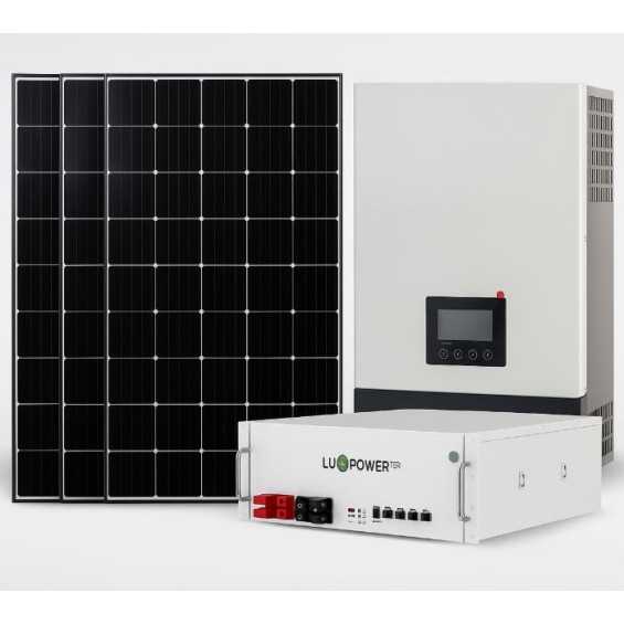 Kit fotovoltaico a isola 2,42 kW con inverter 6kW e accumulo 5kWh batterie Litio LiFePo4