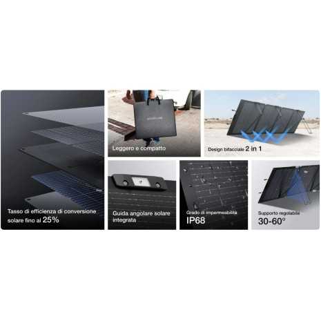Pannello solare pieghevole bifacciale 220W Ecoflow