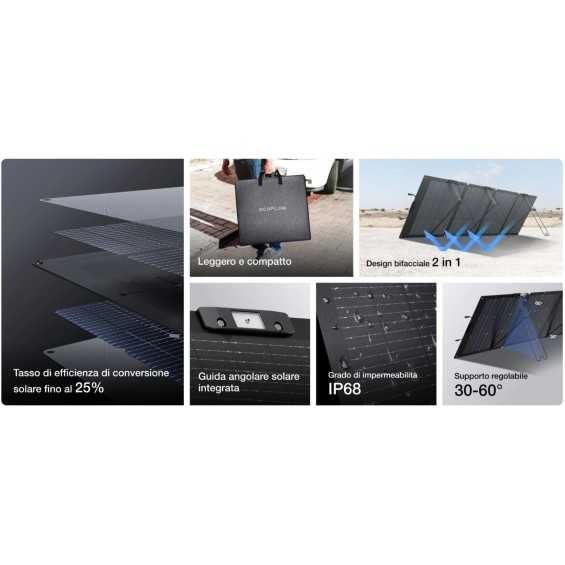 Pannello solare pieghevole bifacciale 220W Ecoflow Pannello solare pieghevole bifacciale 220W Ecoflow