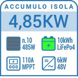 Impianto fotovoltaico a isola 4,85kW