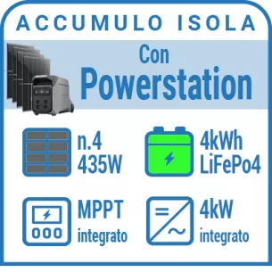Kit fotovoltaico a isola con accumulo Litio - Delta Pro 3